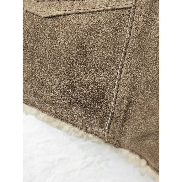 Vtg Suede Leather Vest Sherpa Lined Made Mexico Western Hippie Cowboy 70s 80s L - Picture 9 of 15